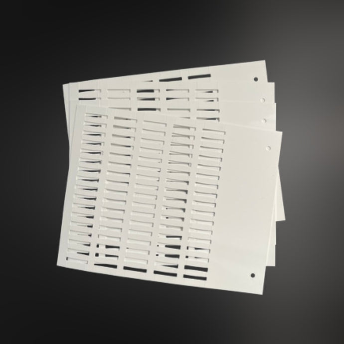 TEFPW4154000 - Precut Sheet - White 15mm x 4mm Push In Markers