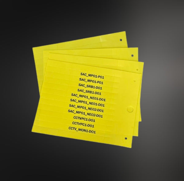 FTY 9700550 / FTW 9700550 - Sheet - Cable and Conduit Marker - Precut - White and Yellow 9mm x 70mm