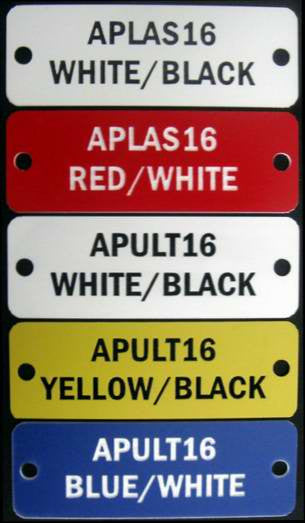 Acrylic (Trafolite) labels for electrical switch boards.